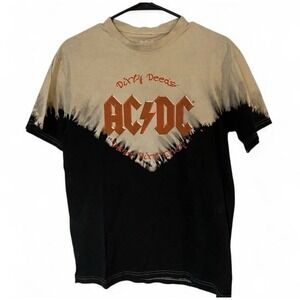 AC/DC Bleached Ombré Black Cream Orange Mens Medium Rock Band Tshirt Tee EUC M